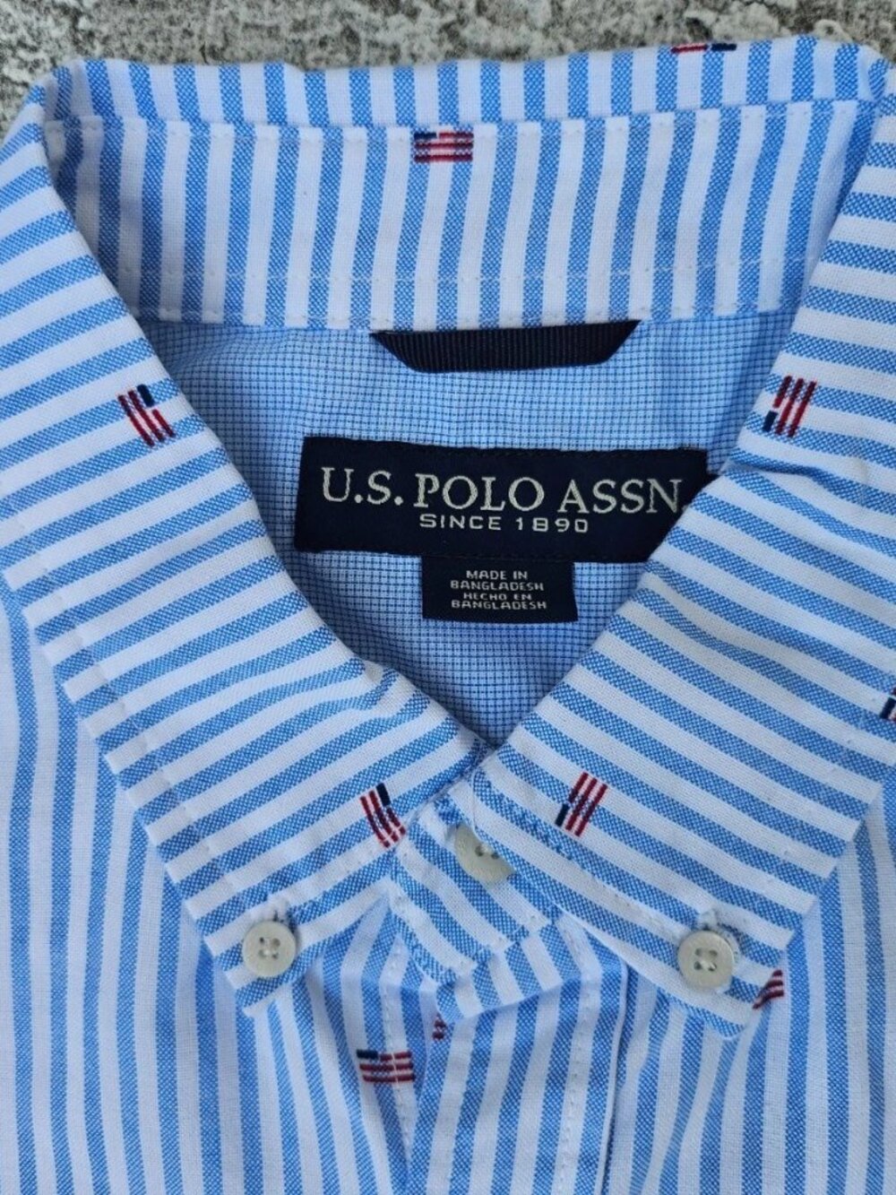 U.S. Polo Assn. Men Casual Short Long Sleeve Collared Blue Stripe Size M NWT - Picture 7 of 10